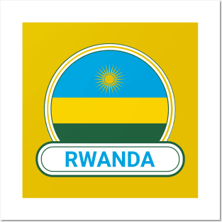 Rwanda Country Badge - Rwanda Flag Posters and Art